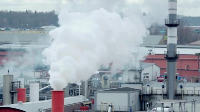 Industrial activities generate significant pollution and emit large amounts of smoke.