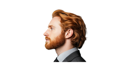 Profile of a Thoughtful Redhead Businessman
