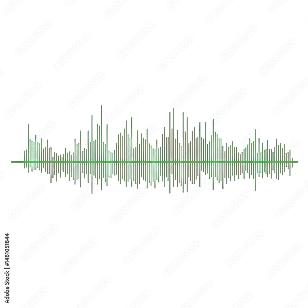 Poster abstract green sound wave or audio spectrum line isolated on transparent background