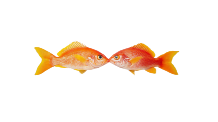 Two Orange Fish Kissing - Aquatic Romance