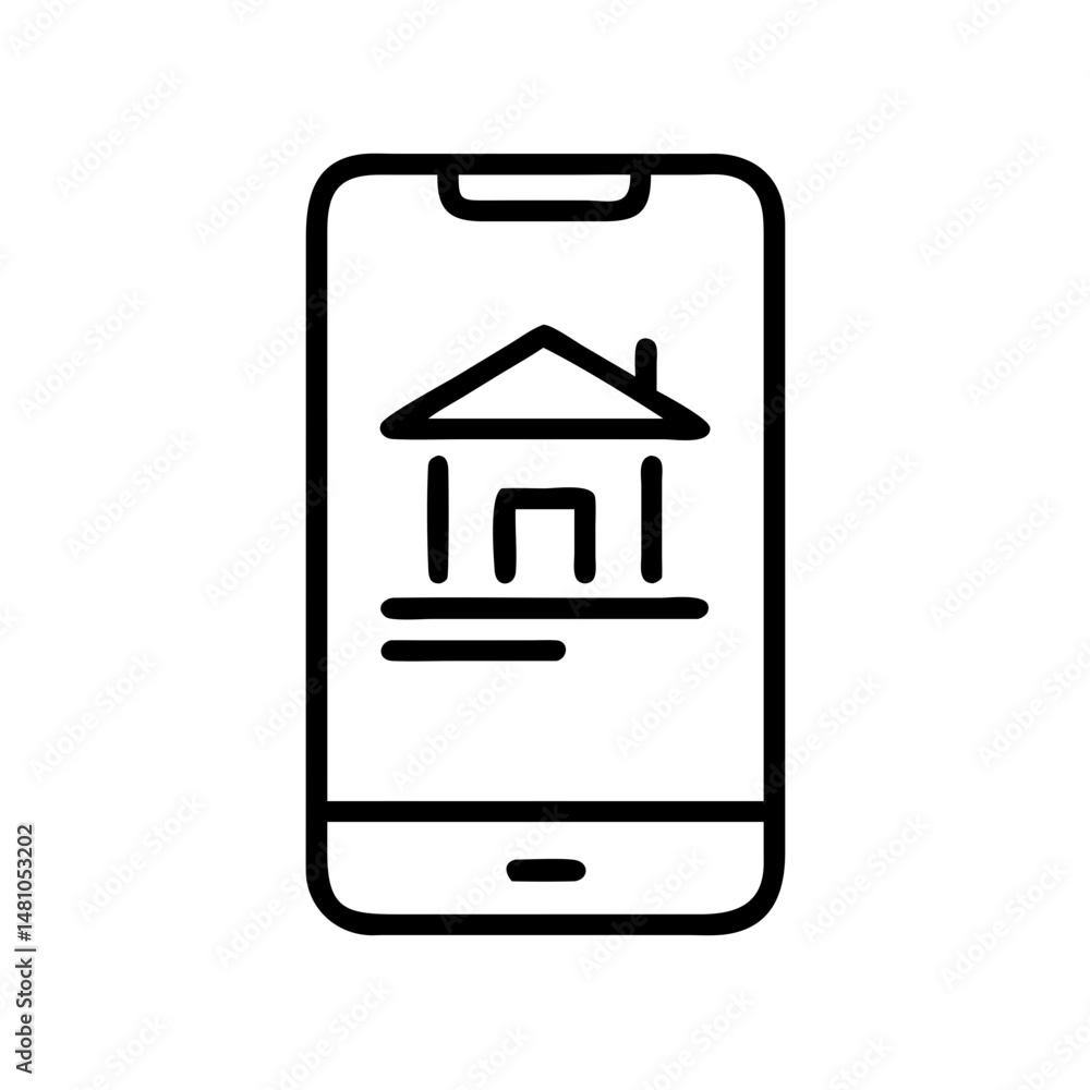 Poster banking app icon in minimalist style representing mobile financial services and digital transactions