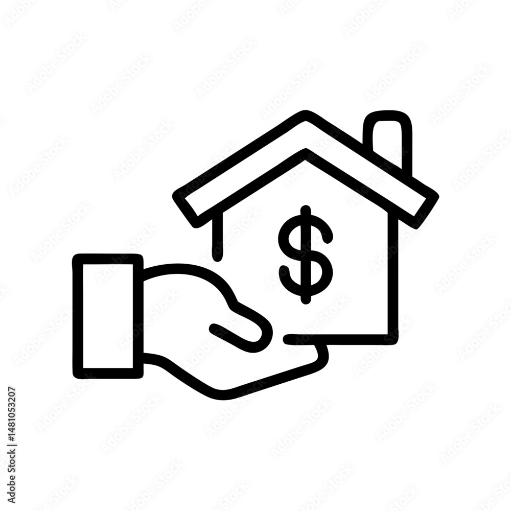 Poster closing a deposit icon in minimalist style representing savings management and financial transaction
