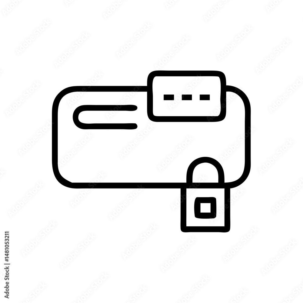 Poster card reader icon in minimalist style representing secure payment processing and financial transactio