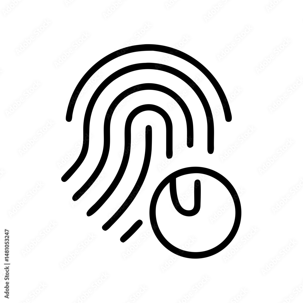 Aufkleber fingerprint scan icon representing security in banking and finance, minimalistic design in black and