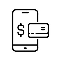 Obraz premium Mobile banking icon representing digital finance and payment solutions, minimalistic design in black and white