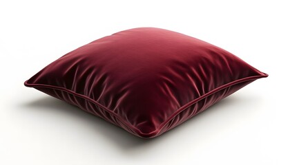 Rich maroon velvet cushion, square shape,  shot.