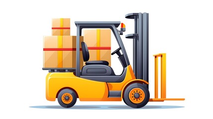 Naklejka premium Professional Doodle Illustration of a Forklift Transportation Machine with Boxes