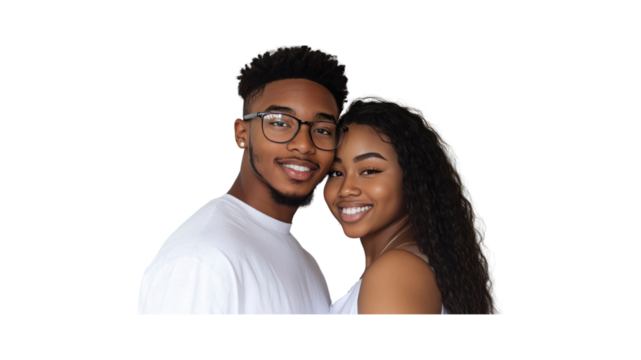Happy Young African American Couple in Love, Smiling Together