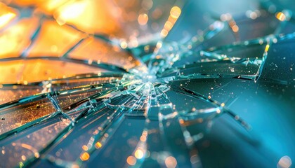 Fototapeta premium Closeup View Of Broken Glass Fragments