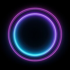 Obraz premium Neonkreis pulsiert auf schwarzem Grund