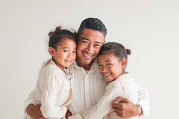 Portrait of a father with his children, heartfelt and emotional image for Father’s Day, showing love and family connection