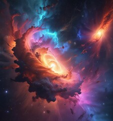 Abstract swirling nebulae, vibrant cosmic dust clouds,  swirl,  art
