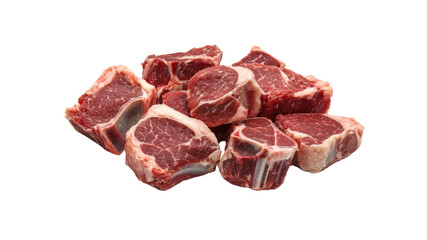 Fototapeta premium Fresh Raw Lamb Chops, Cubed for Cooking - Close-up Studio Shot
