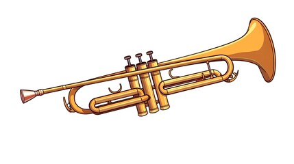 Naklejka premium Colorful Trumpet Cartoon Vector Illustration Isolated on White Background