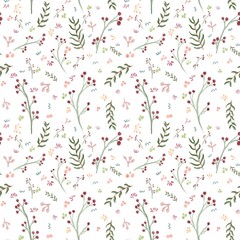 Seamless Pattern of Winter Plants – Botanical Seasonal Design