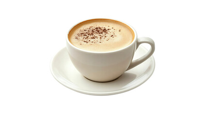 Aromatic Cappuccino in White Cup and Saucer