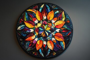 Circular stained glass mandala