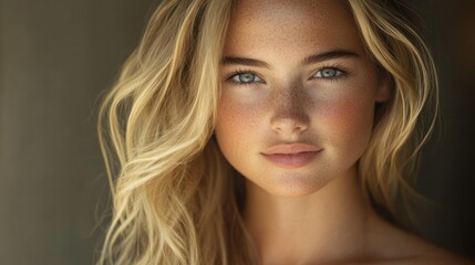 Naklejka premium Young woman with flawless skin and golden hair