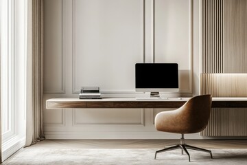 Modern classic home office with neutral tones