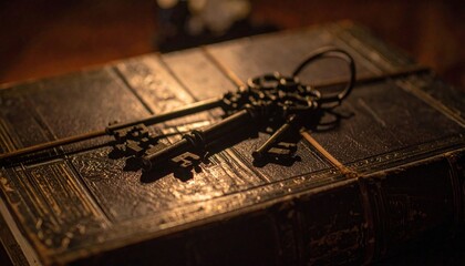Antique Keys Resting On Stack Of Aged Books