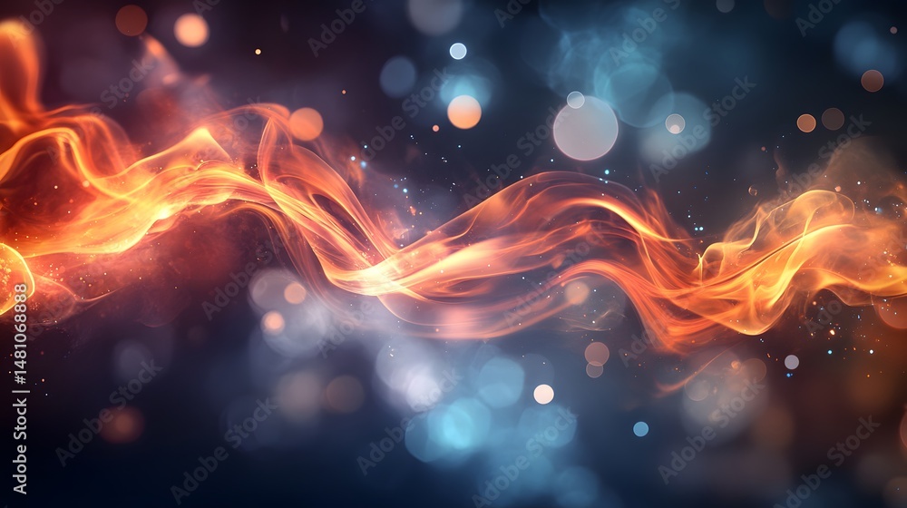 Aufkleber abstract design with fiery swirls and glowing particles.