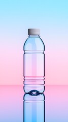 Reusable Plastic Water Bottle on Pastel Background