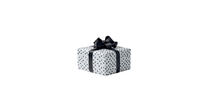 Elegant Black and White Polka Dot Gift Box with Black Ribbon
