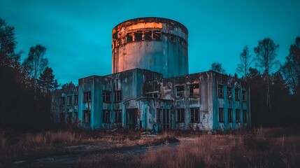 Eerie Abandoned House Under Moonlight with Creepy Atmosphere