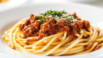 Hearty spaghetti with rich meat sauce