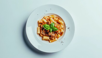 Pasta dish with tomato sauce and meat