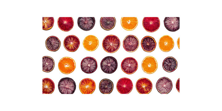 Vibrant Citrus Fruit Slices Pattern Blood Oranges, Oranges, and Moro Oranges
