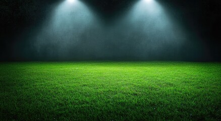 Night stadium field with spotlights