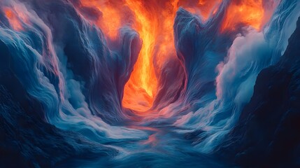 Fototapeta premium Vibrant Bioluminescent Background with Fiery and Fluid Elements