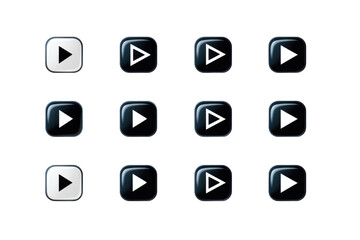 Play Button Icons: A collection of play button icons, minimalist designed, perfect for multimedia interface and digital product. This image can be used for website design.