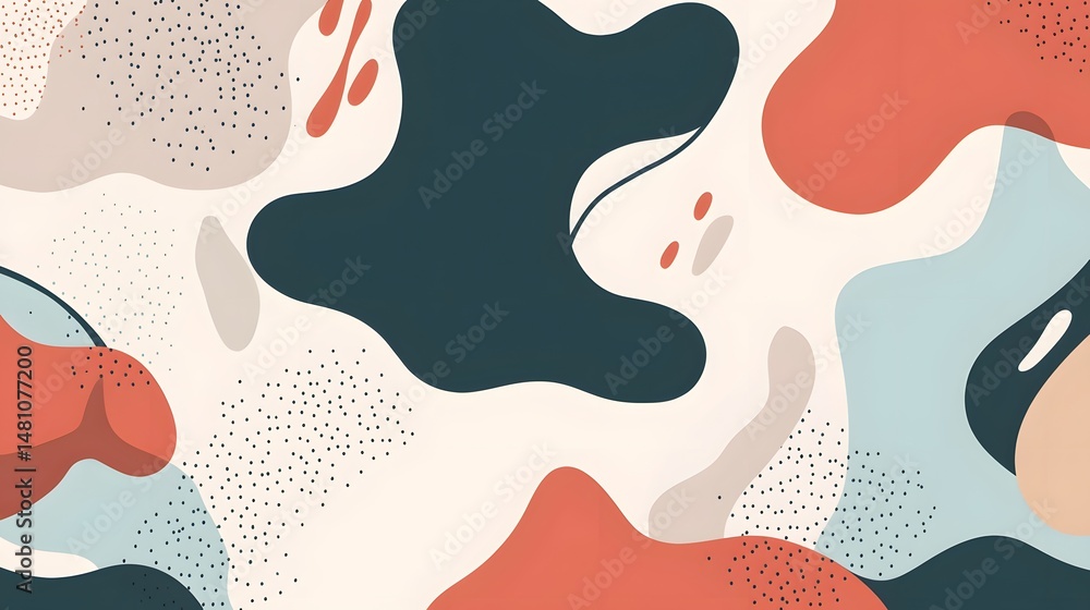Poster abstract design with fluid shapes and texture patterns.