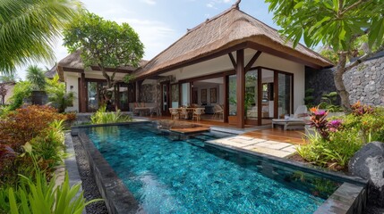 Obraz premium Luxurious tropical villa with private pool.
