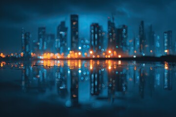City lights reflected on water at night (3)