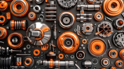 Obraz premium Top View of Robotic Arm Components for Automotive Efficiency Design