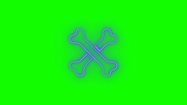 bones icon animation on green screen background 