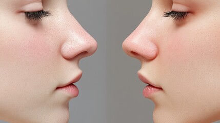 Obraz premium D medical illustration showing nose tip fat pad before and after