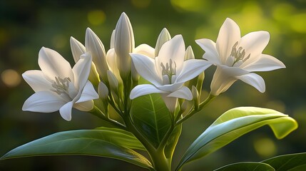 Delicate White Jasmine Illustration in Soft Watercolor Style