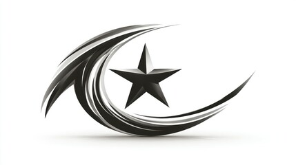 Abstract Star and Crescent Design with Dynamic Flowing Lines