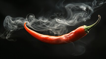 Smoky red chili pepper, dark background