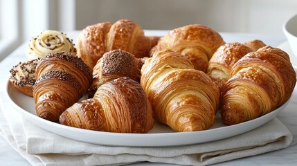 Fototapeta premium Assorted croissants on a plate