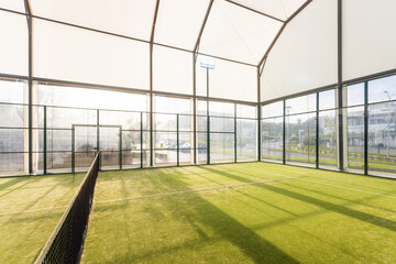 Padel court background. Open tour poster for social media promotion mockup. Advertisement design. Padel Events and tournaments template.