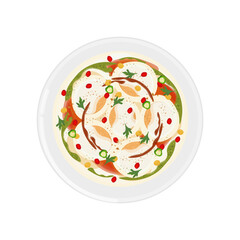 Vector Illustration logo Clipart Top View Dahi Wada Dahi Vada Dahi Bhalla Chaat