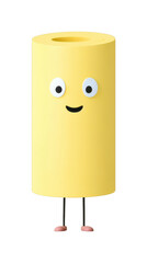 Yellow cartoon cylinder with eyes and smile, cut out - stock png.