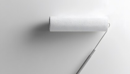 Obraz premium High-angle view of a white paint roller on a plain surface.