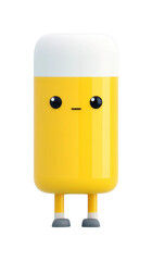 Cute kawaii beer mug cartoon character with adorable face and foam top, cut out - stock png.