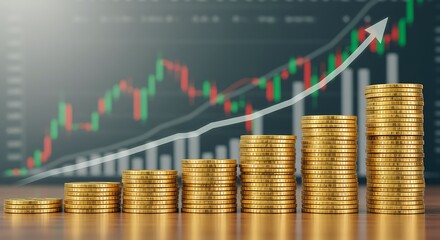 Golden stacks reflecting financial upward trajectory